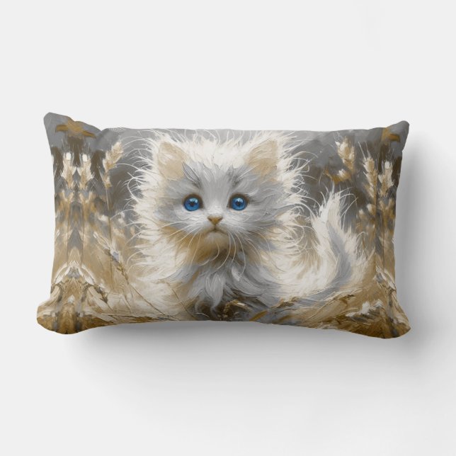Precious White Kitten  Lumbar Pillow (Front)