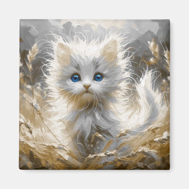 Precious White Kitten  Magnet (Front)