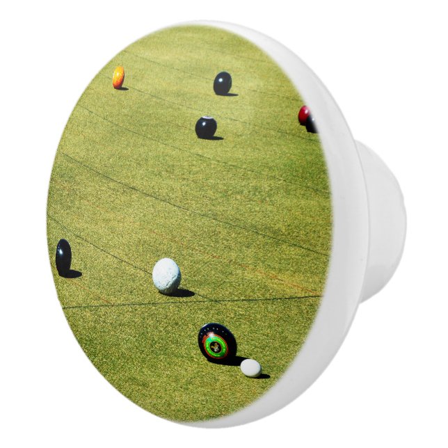 Precision and Strategy: Lawn Bowl Competition Game Ceramic Knob (Right)
