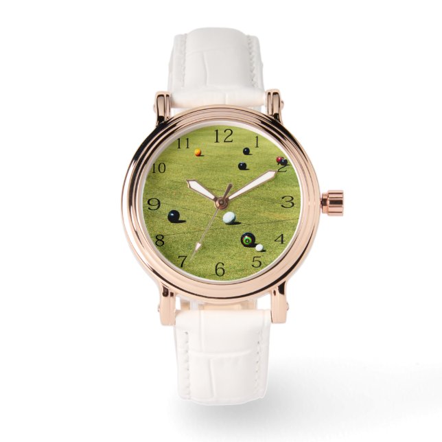 Precision and Strategy: Lawn Bowl Competition Game Watch (Front)