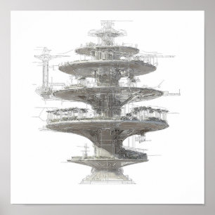Precision Engineering Art: Hydroponic Helix System Poster