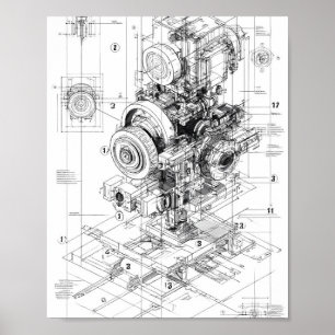 Precision Engineering Art: Modular Machine Poster