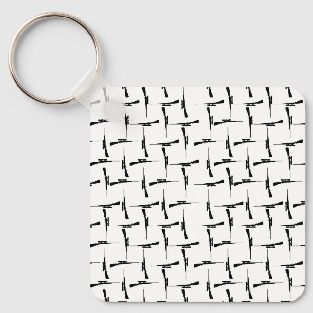 Precision Pursuit: Hunting Motif Black and White P Keychain (Front)