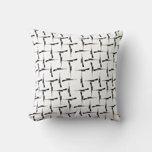 Precision Pursuit: Hunting Motif Black and White P Throw Pillow