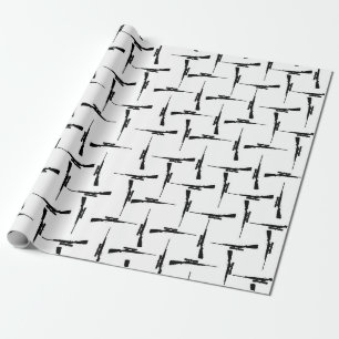 Precision Pursuit: Hunting Motif Black and White P Wrapping Paper