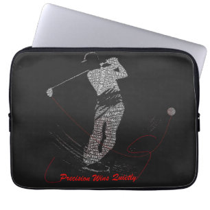 Precision Wins Quietly Golf Word Art Laptop Sleeve