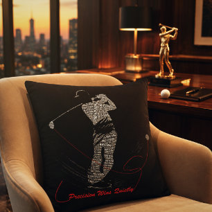 Precision Wins Quietly Golf Word Art Throw Pillow