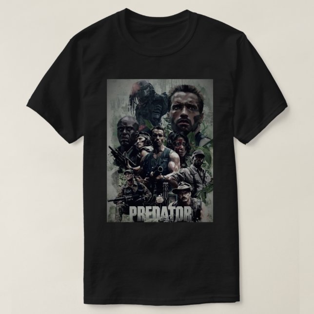 Predator by Arnold Schwarzenegger Movie Poster Sti T-Shirt (Design Front)