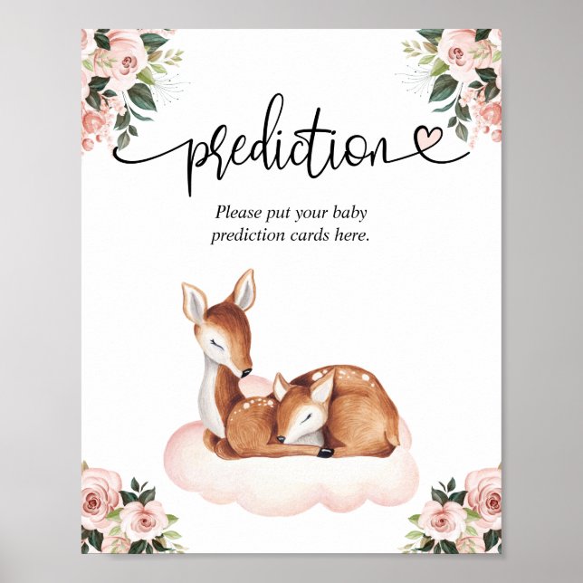 Prediction Card Baby Shower Oh Deer Poster (Front)