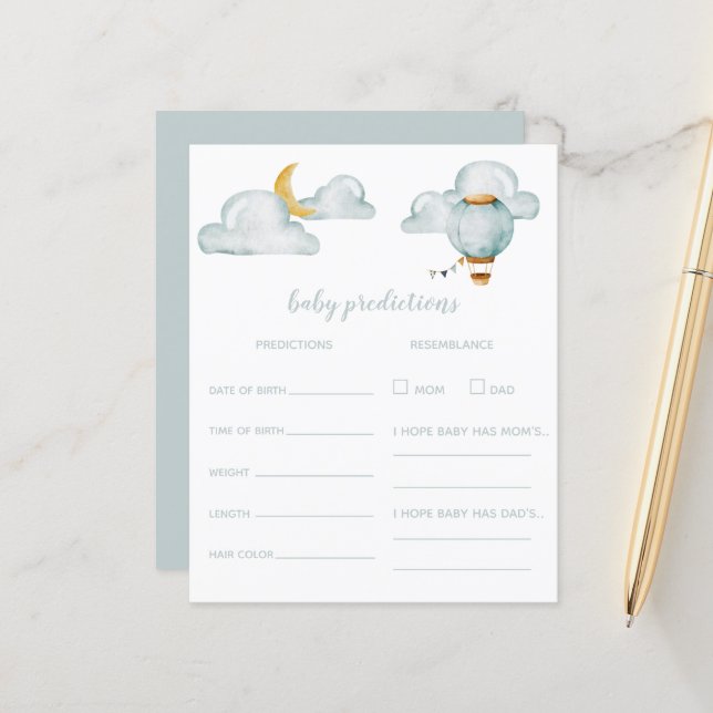 Prédiction du bébé - Carte de jeu Baby shower (Devant/Arrière en situation)