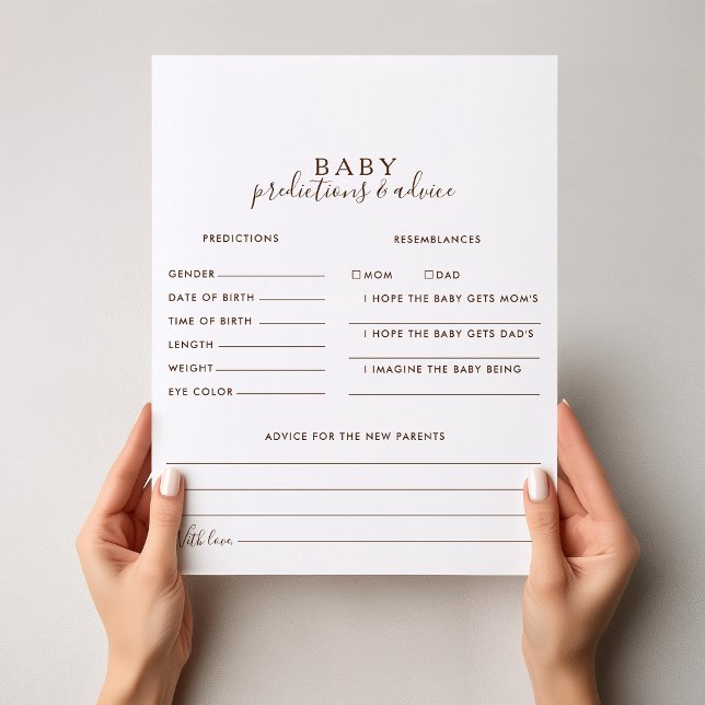 Prédictions Brown minimalistes pour bébés et carte (Créateur téléchargé)