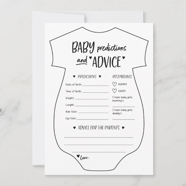 Prédictions et cartes de conseil pour bébés (Devant)