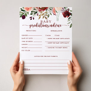 Prédictions et cartes de conseils pour bébé floral