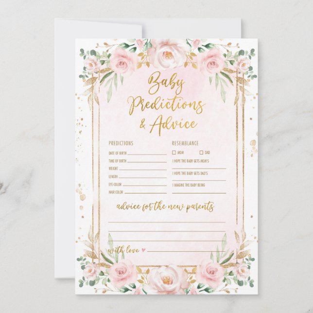 Prédictions et conseils Floral Baby shower Carte d (Devant)