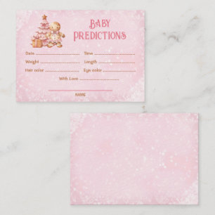 Predictions Pink Christmas Baby Shower Game Enclosure Card