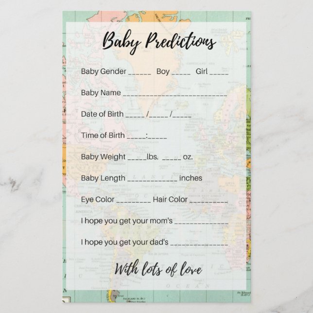 Prédictions pour bébés - Carte multicolore (Devant)