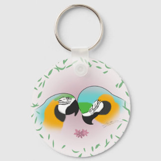 Preening Blue & Gold Macaws Keychain