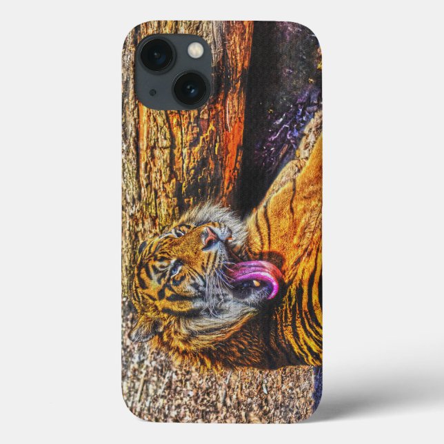 Preening Sumatran Tiger Big Cat Wildlife Art Case-Mate iPhone Case (Back)
