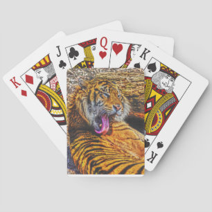 Preening Sumatran Tiger Big Cat Wildlife Art Playing Cards