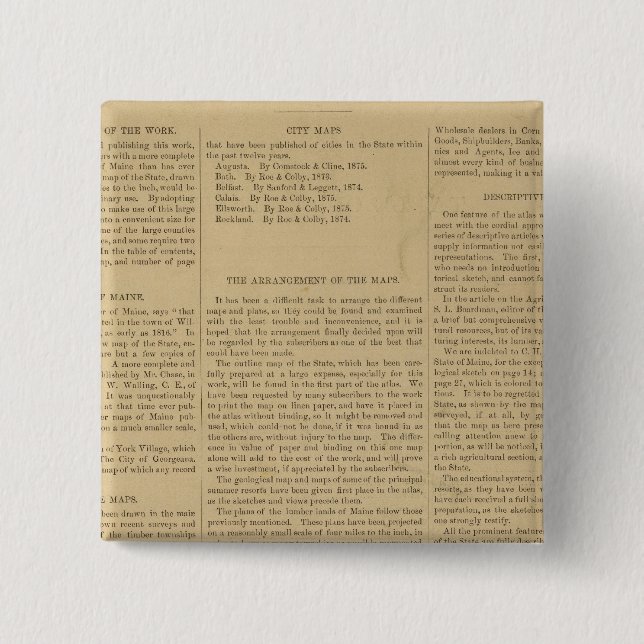 Preface Atlas of the state of Maine 2 Inch Square Button (Front)