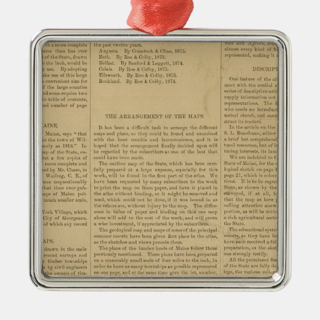 Preface Atlas of the state of Maine Metal Ornament (Front)