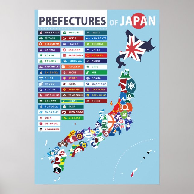 Prefecture Flag Map of Japan Poster (Front)