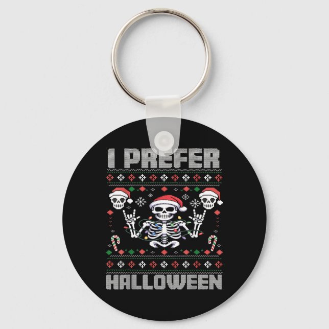 Prefer Halloween Funny Christmas Ugly Skeleton Keychain (Front)
