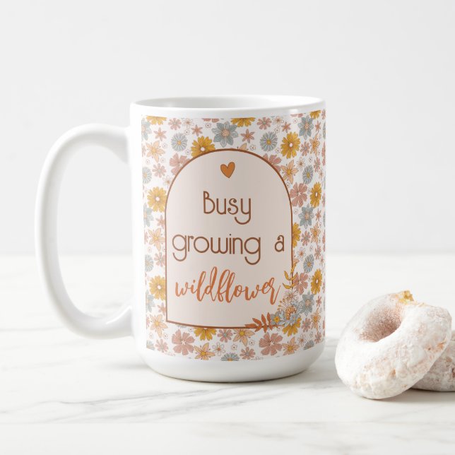 Pregancy Mommy-to-be Mug Boho Wildflower (With Donut)