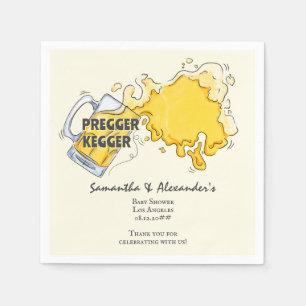 Pregger Kegger Watercolor Beer Co-ED Baby Shower Napkin