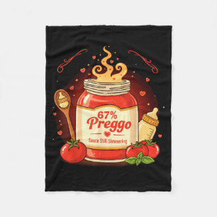Preggo Sauce Pasta Pregnancy Announcement Funny 67 Fleece Blanket