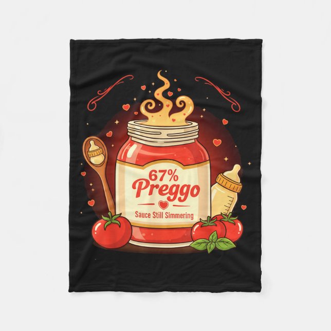 Preggo Sauce Pasta Pregnancy Announcement Funny 67 Fleece Blanket (Front)
