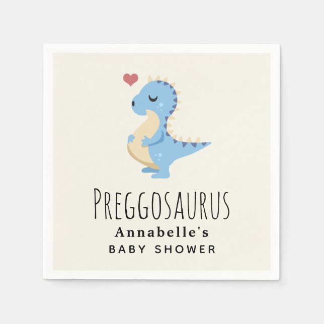 Preggosaurus Cute Dinosaur Boy Baby shower Napkin (Front)