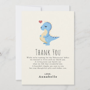 Preggosaurus Cute Dinosaur Boy Baby Shower Thank You Card