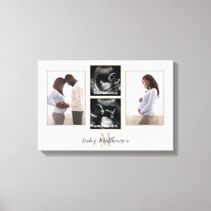 Pregnancy 4 photo Collage Monogram Initial Canvas Print