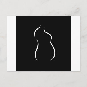 Pregnancy abstract drawing announcement postcard