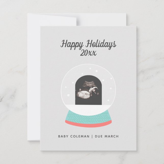 Pregnancy Announcement Baby Sonogram Holiday Card (Front)