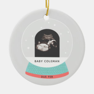 Pregnancy Announcement Baby Sonogram Holiday Ceramic Ornament