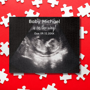 Pregnancy Announcement baby ultrasound Custom  Jigsaw Puzzle