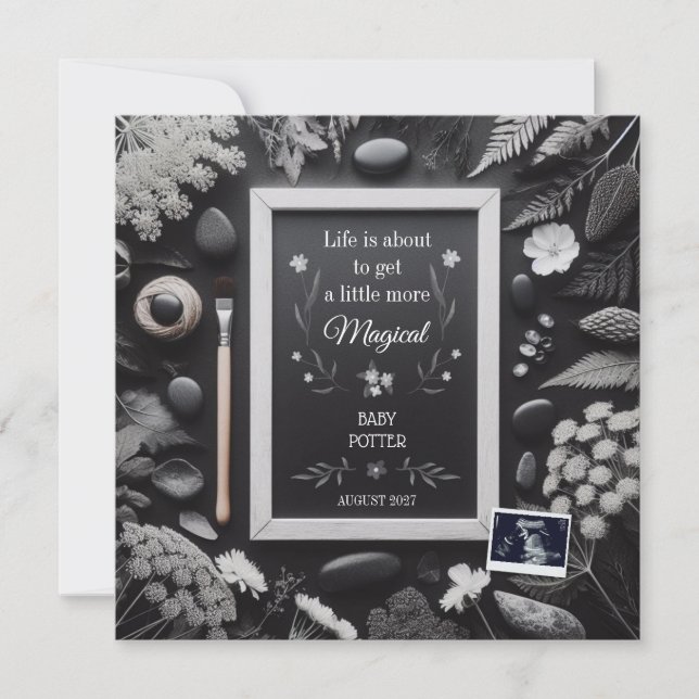Pregnancy Announcement Black Boho Theme  (Front)