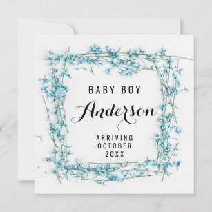 Pregnancy Announcement - Boy Blue Flowers