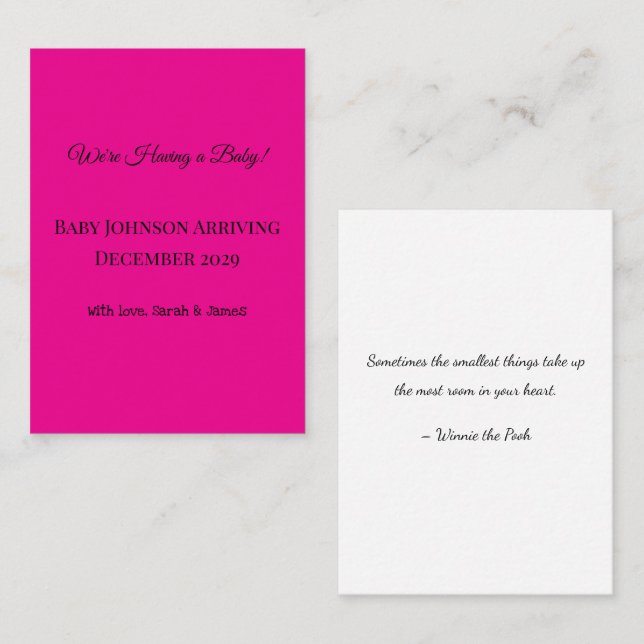pregnancy announcement! business card (Front/Back)