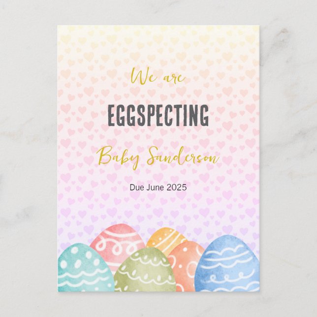 Pregnancy Announcement Card, Eggspecting  Postcard (Front)