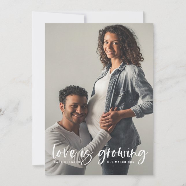 Pregnancy Announcement Card | Love Is Growing (Front)