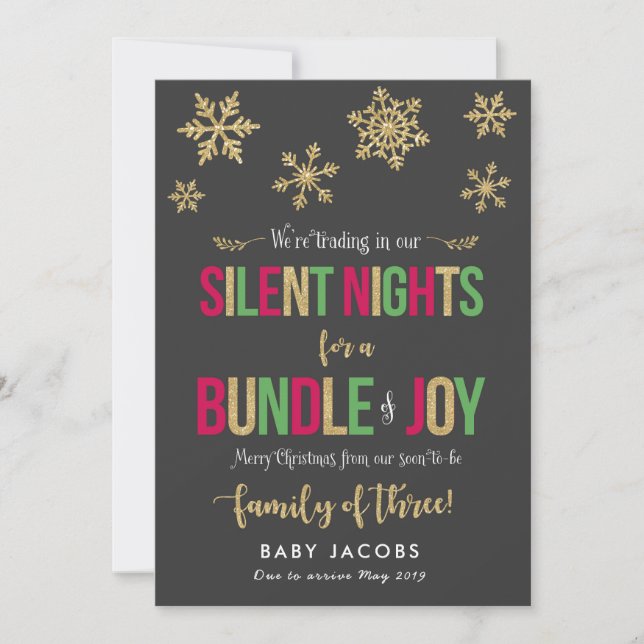 Pregnancy Announcement Christmas Card Rustic Frame (Front)