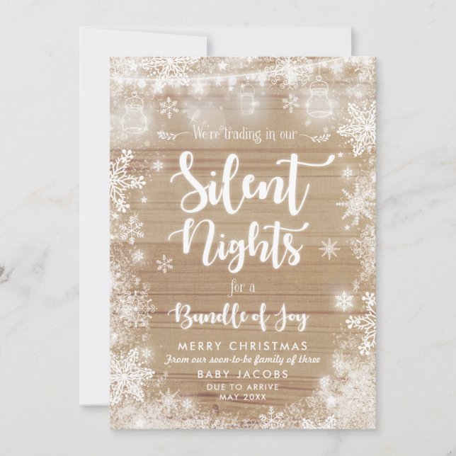 Pregnancy Announcement Christmas Card Rustic Frame (Front)