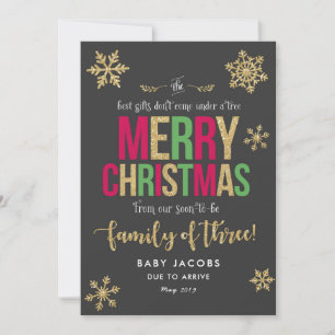 Pregnancy Announcement Christmas Card Simple Frame