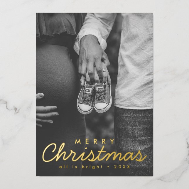 Pregnancy Announcement Christmas Greeting Card (Front)