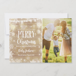 Pregnancy Announcement Christmas Photo Card Rustic