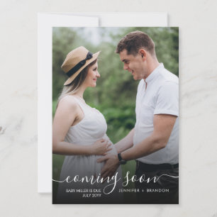 Pregnancy announcement Classy calligraphy ovelayed