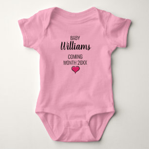 Pregnancy Announcement, Coming Soon with Name Date Baby Bodysuit